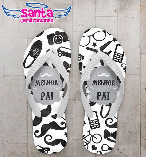 Chinelo Dia dos Pais Personalizado, Feliz dia dos Pais, Icones - COD 2804