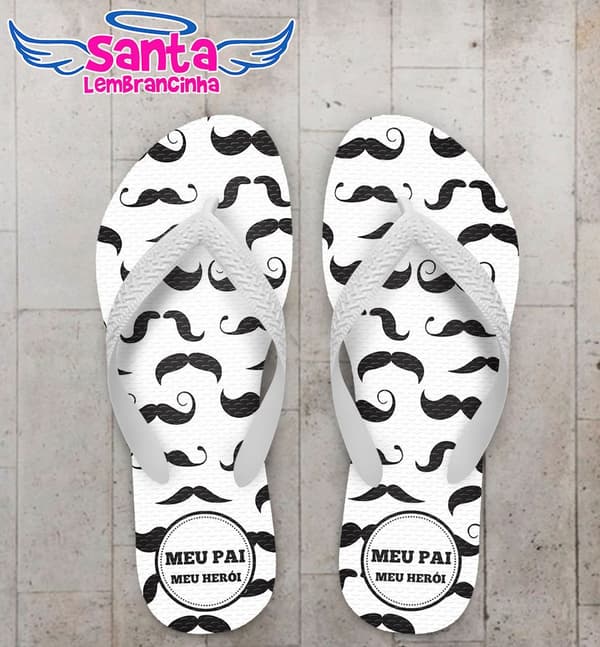 Chinelo Dia dos Pais Personalizado, Bigode, Feliz dia dos Pais - COD 2805