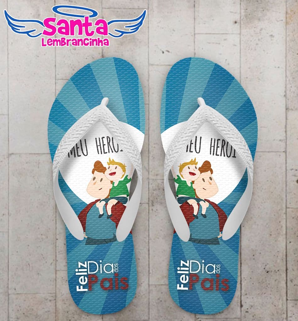 Chinelo Dia dos Pais Personalizado, Feliz dia dos Pais Meu herói - COD 2808