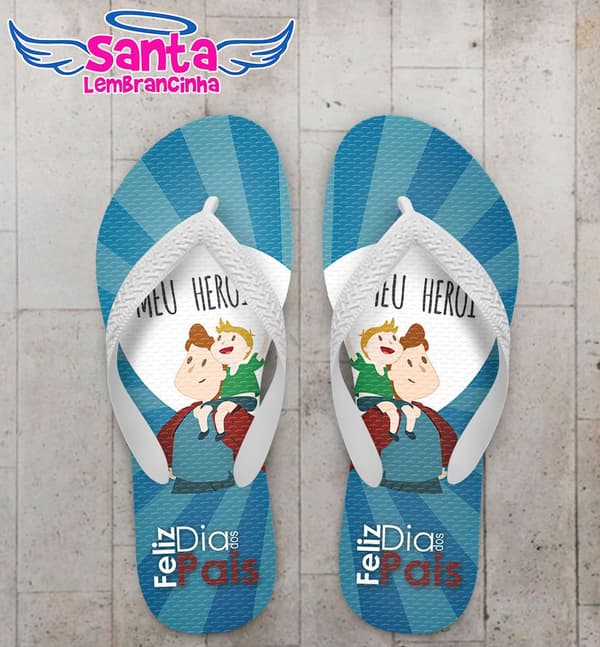 Chinelo Dia dos Pais Personalizado, Feliz dia dos Pais Meu herói - COD 2808
