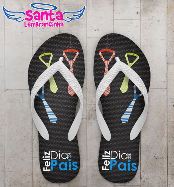 Chinelo Dia dos Pais Personalizado, Feliz dia dos Pais - Gravatas - COD 2813