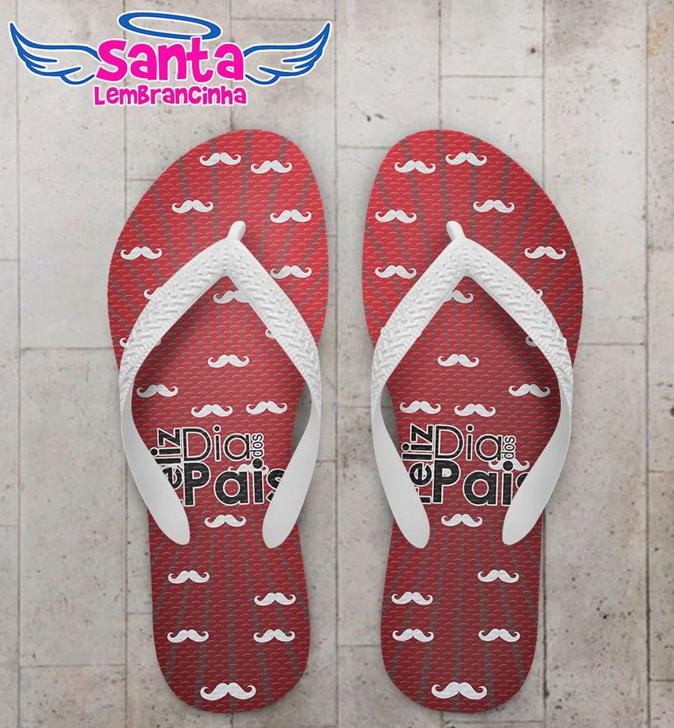 Chinelo Dia dos Pais Personalizado, Feliz dia dos Pais Vermelho - COD 2816