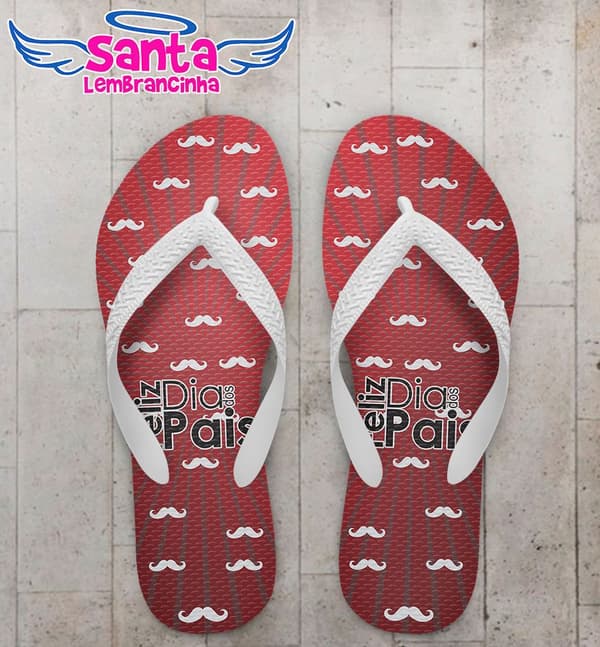 Chinelo Dia dos Pais Personalizado, Feliz dia dos Pais Vermelho - COD 2816