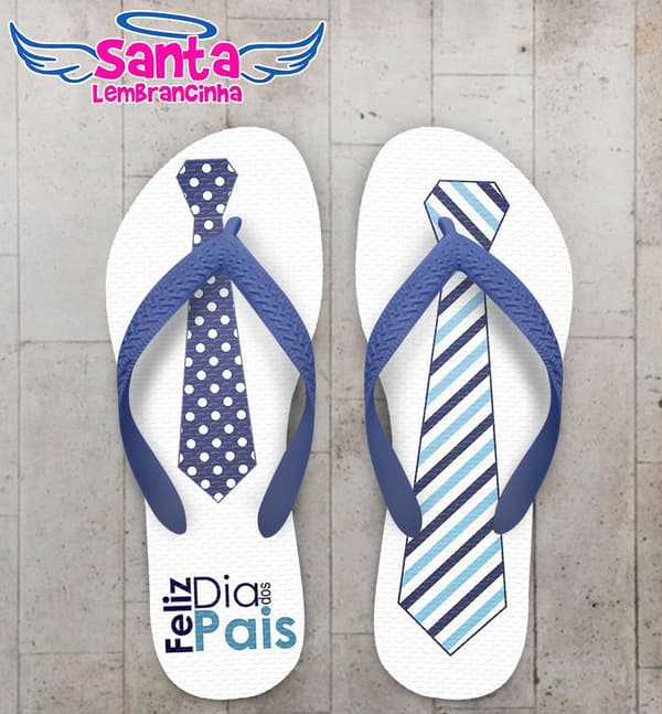 Chinelo Dia dos Pais Personalizado, Feliz dia dos Pais, Gravata Azul - COD 2819