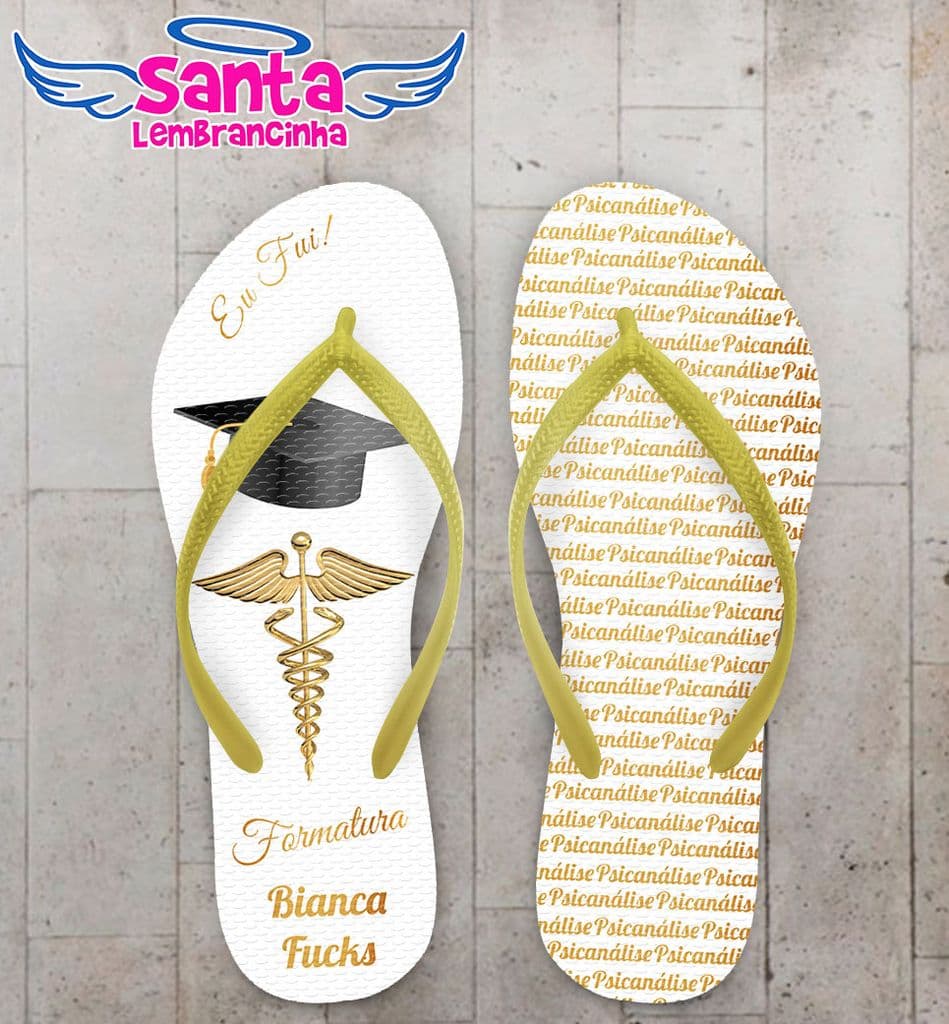 Chinelo Psicanálise Formatura Amarelo, Personalizado - COD 2773