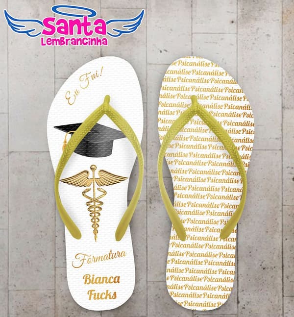 Chinelo Psicanálise Formatura Amarelo, Personalizado - COD 2773
