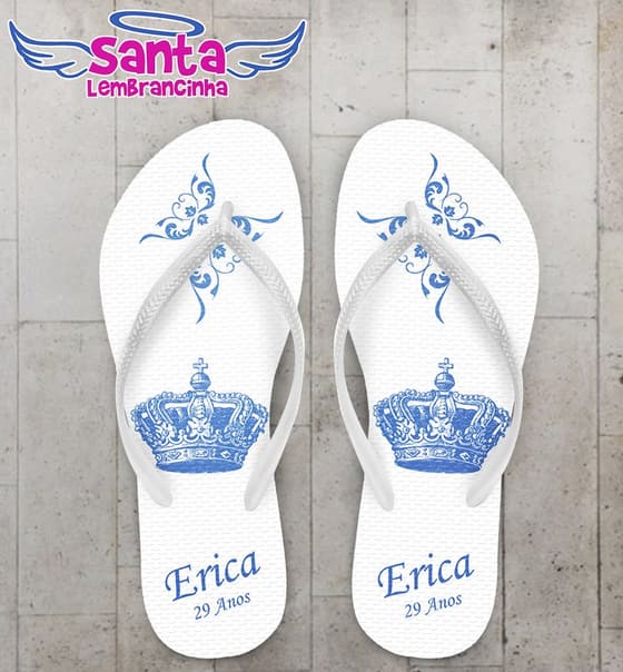 Chinelo Aniversário Coroa Personalizado - COD 2411
