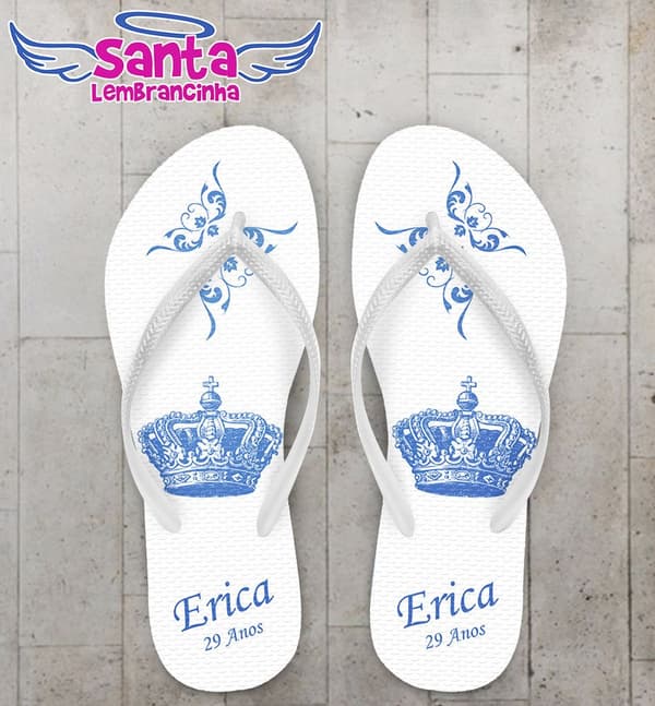 Chinelo Aniversário Coroa Personalizado - COD 2411