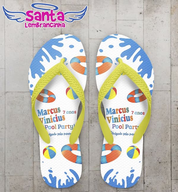 Chinelo Infantil Festa na Piscina Personalizado - COD 2565