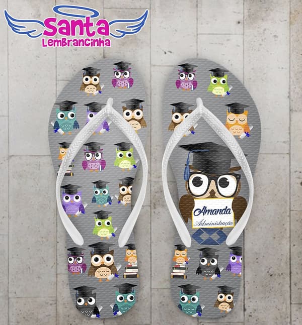 Chinelo Formatura Administração Coruja Personalizado - COD 2582
