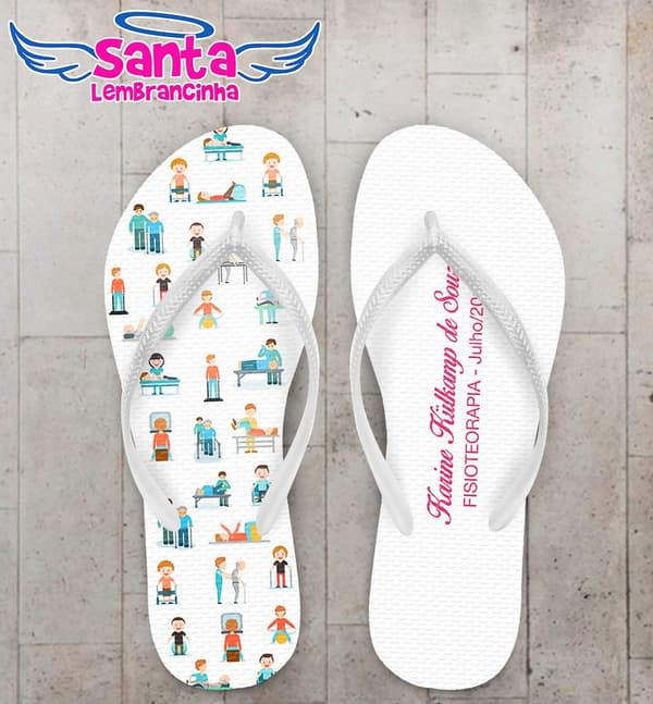 Chinelo Formatura Fisioterapia Rosa Personalizado - COD 2767