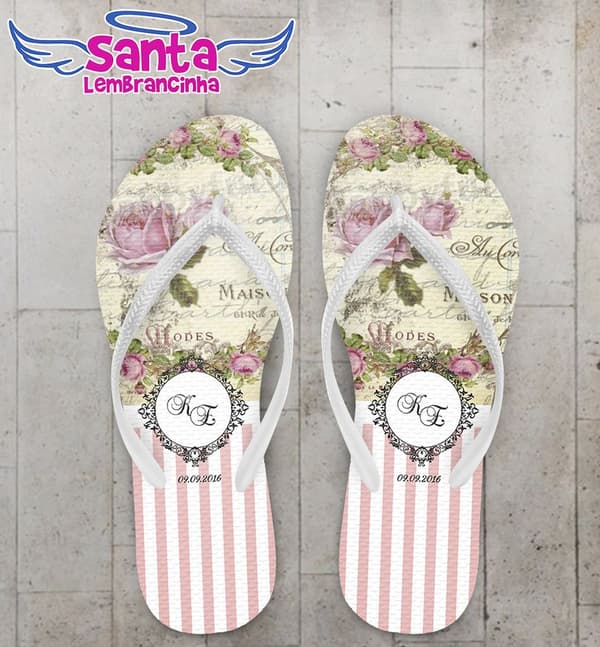 Chinelo Casamento Dourado Personalizado - COD 2645