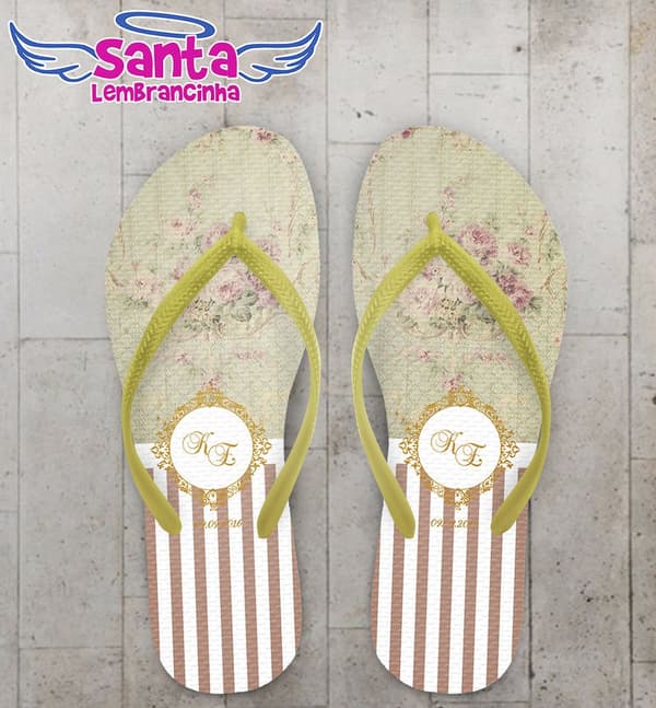 Chinelo Dourado Casamento Personalizado - COD 2646