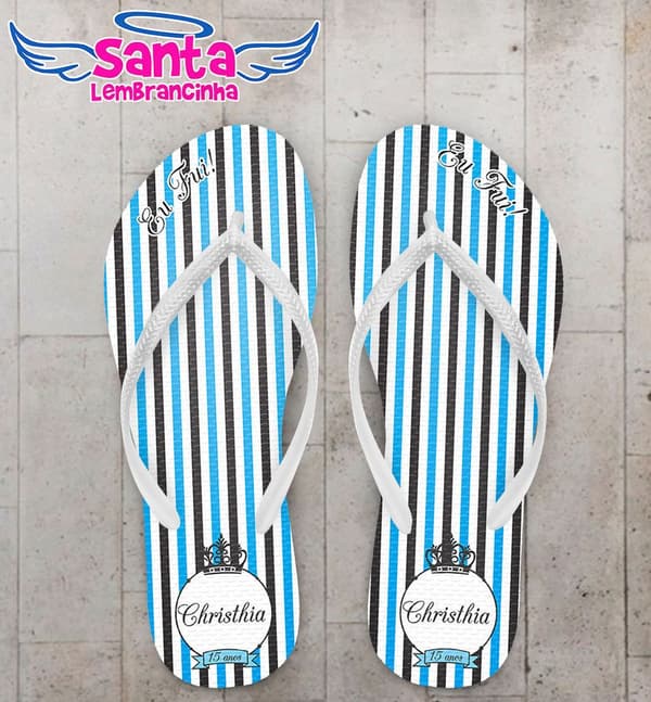 Chinelo Debutante 15 Anos Personalizado, Azul - COD 2851