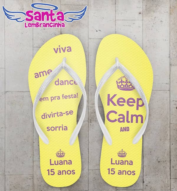 Chinelo 15 Anos Keep Calm Personalizado - COD 2242