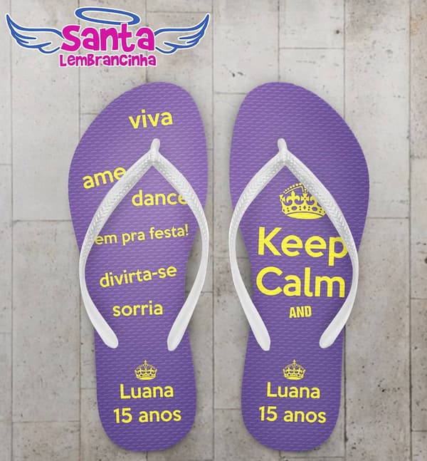 Chinelo Keep Calm 15 Anos Personalizado - COD 2243