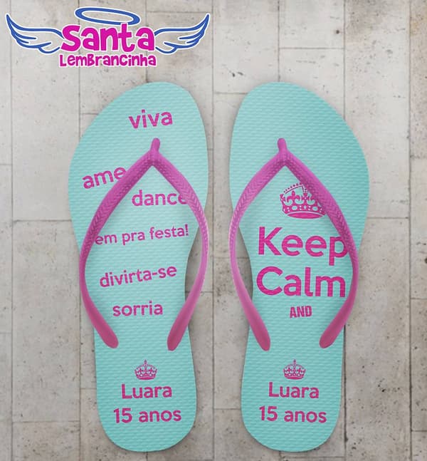 Chinelo 15 anos personalizado, Keep Calm - COD 2178