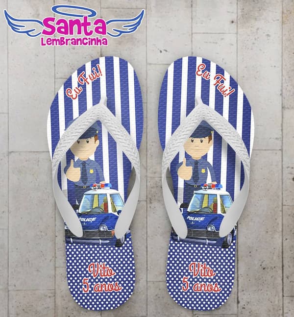 Chinelo Infantil Policial Personalizado - COD 2551