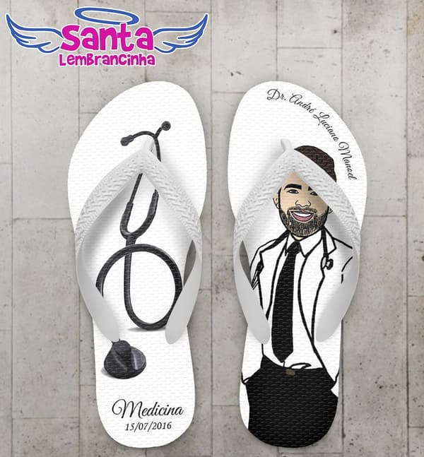 Chinelo Formatura Medicina Caricatura Personalizado - COD 2594