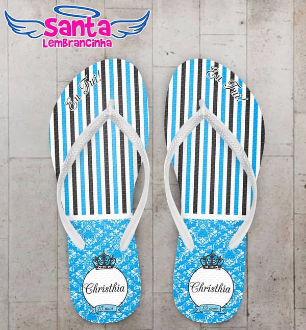 Chinelo 15 anos Personalizado, Azul - COD 2779