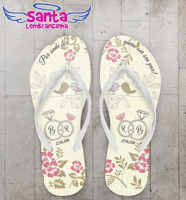 Chinelo Casamento Personalizado, Alianças - COD 1052