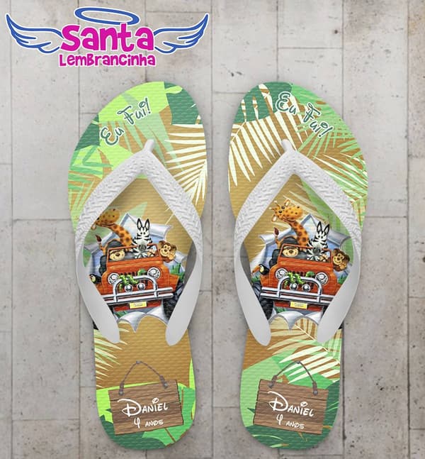 Chinelo Festa Infantil Safari, Animais - Personalizado - COD 2207