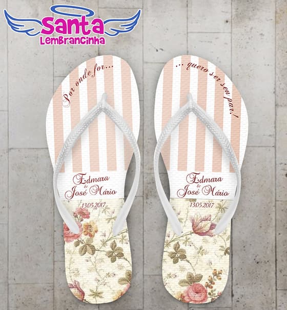 Chinelo Casamento Floral Personalizado - COD 2962