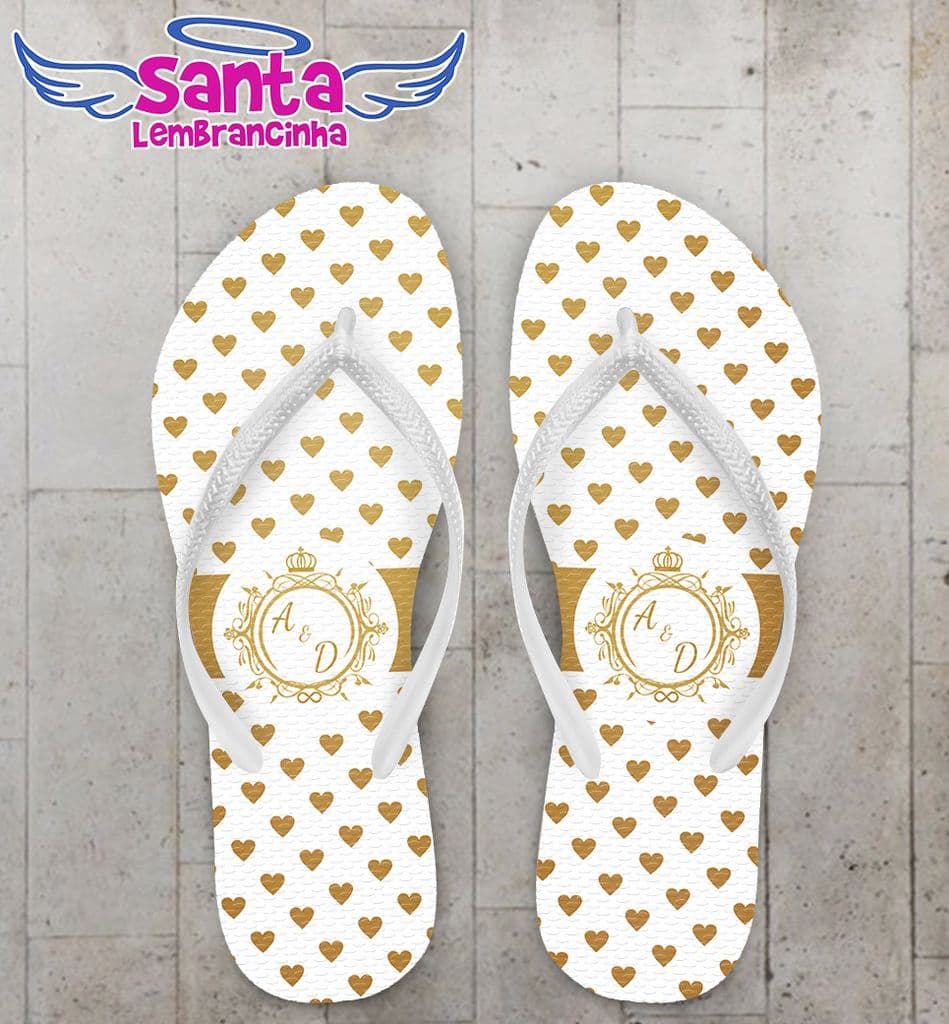Chinelo Casamento Personalizado Corações - COD 1739
