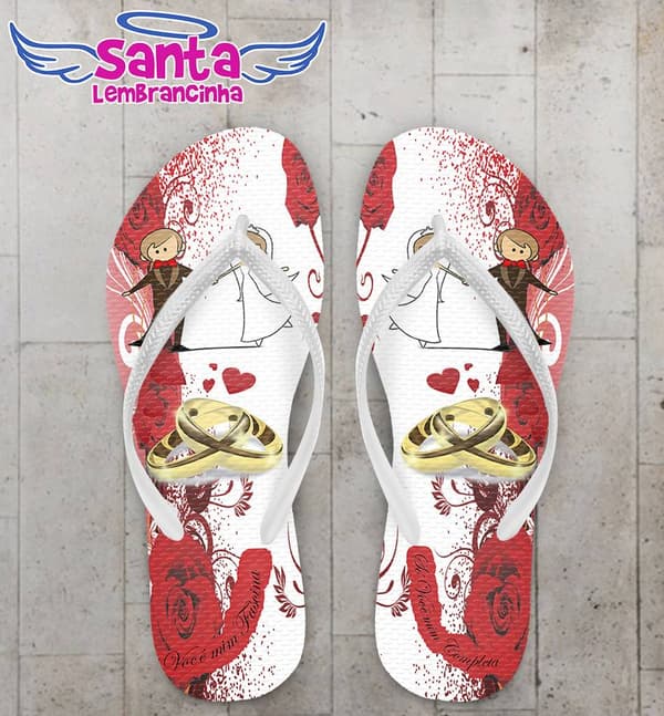Chinelo Casamento Personalizado, Aliança - COD 1042