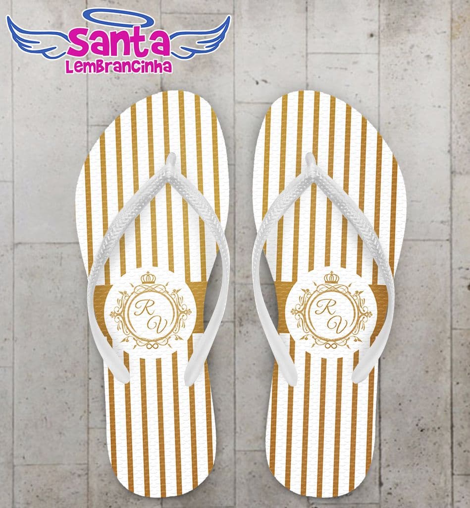 Chinelo Casamento Personalizado Listrado - COD 1738