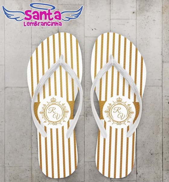 Chinelo Casamento Personalizado Listrado - COD 1738
