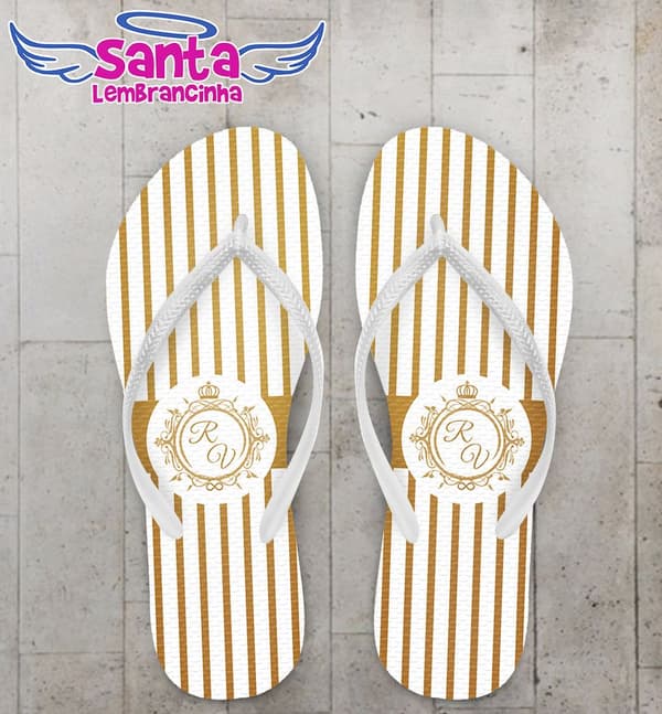 Chinelo Casamento Personalizado Listrado - COD 1738