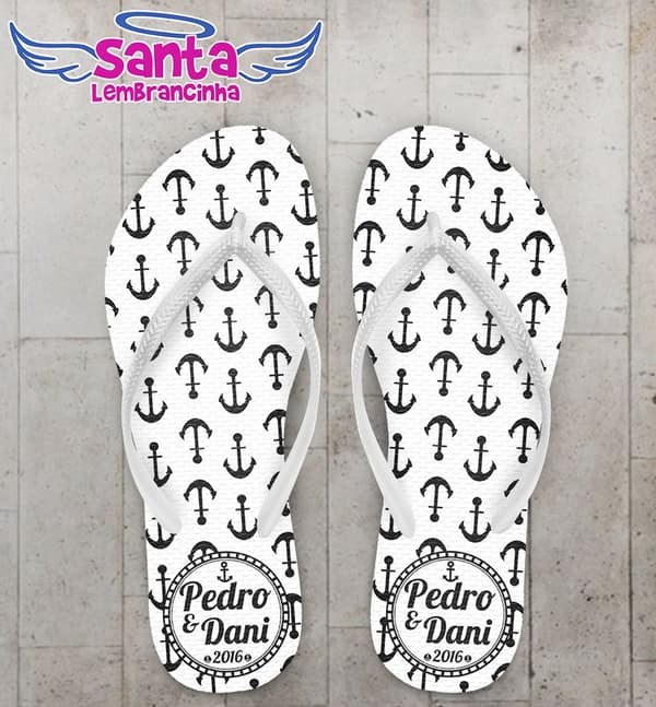 Chinelo Casamento Personalizado, Tema Navy - COD 2123