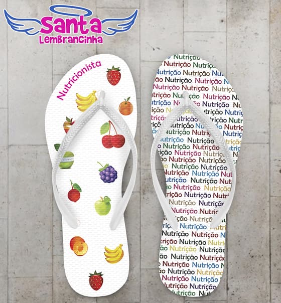 Chinelo Formatura Nutrição Frutas Personalizado - COD 2983