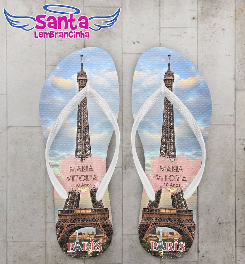 Chinelo Infantil Tema Paris Personalizado - COD 2391