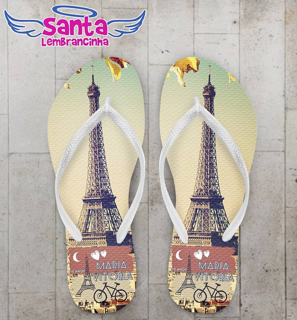 Chinelo Infantil Paris Personalizado, Torre Eiffel - COD 2392