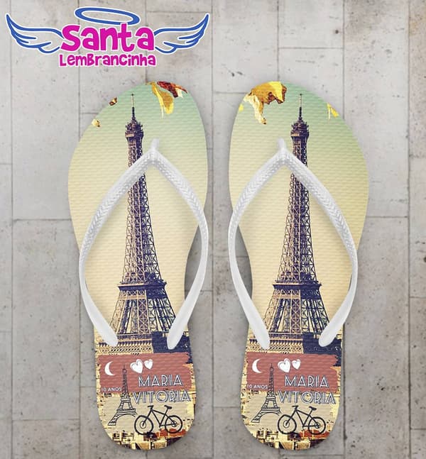 Chinelo Infantil Paris Personalizado, Torre Eiffel - COD 2392