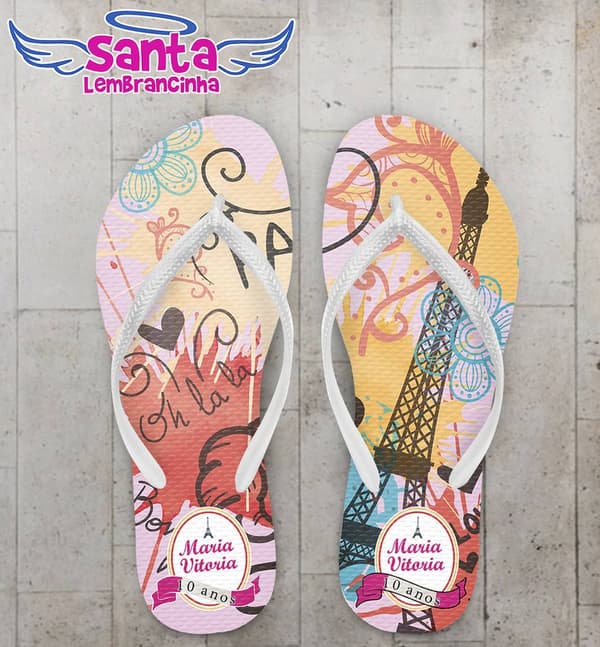 Chinelo Infantil Personalizado Tema Paris - COD 2395