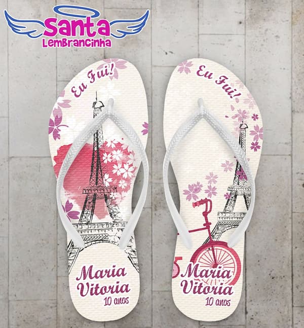 Chinelo Tema Paris Infantil Personalizado - COD 2397