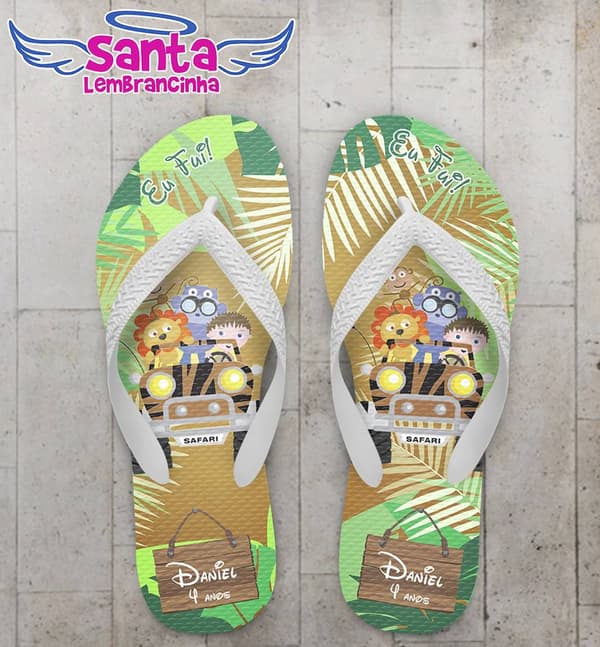 Chinelo Aniversário Infantil Safari Personalizado - COD 2208