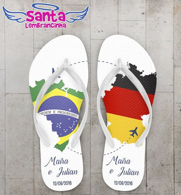 Chinelo Casamento Brasil e Alemanha Personalizado - COD 2527