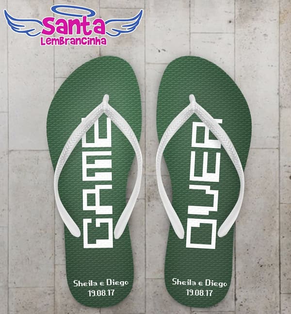 Chinelo Casamento GAME OVER Verde Personalizado - COD 2630