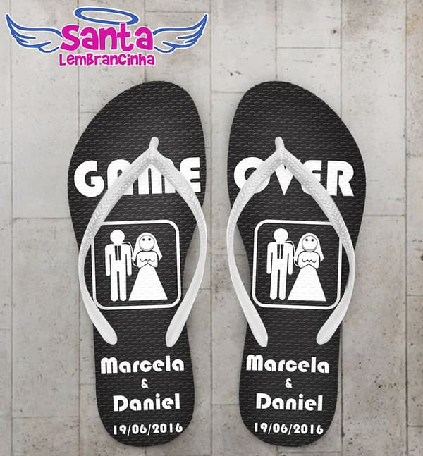 Chinelo Casamento Personalizado Game Over - COD 2518