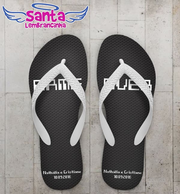 Chinelo Casamento GAME OVER Preto Personalizado - COD 2862