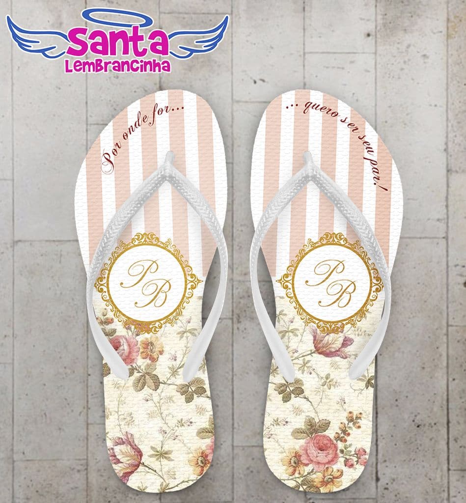 Chinelo Casamento Personalizado, Flores - COD 2440