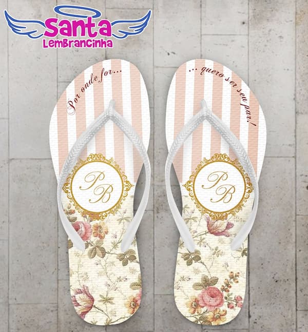 Chinelo Casamento Personalizado, Flores - COD 2440