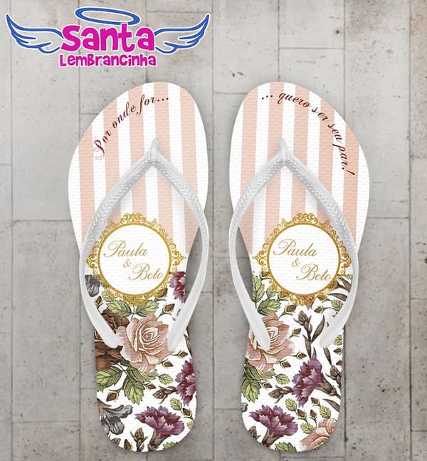 Chinelo Casamento Flores Personalizado - COD 2441