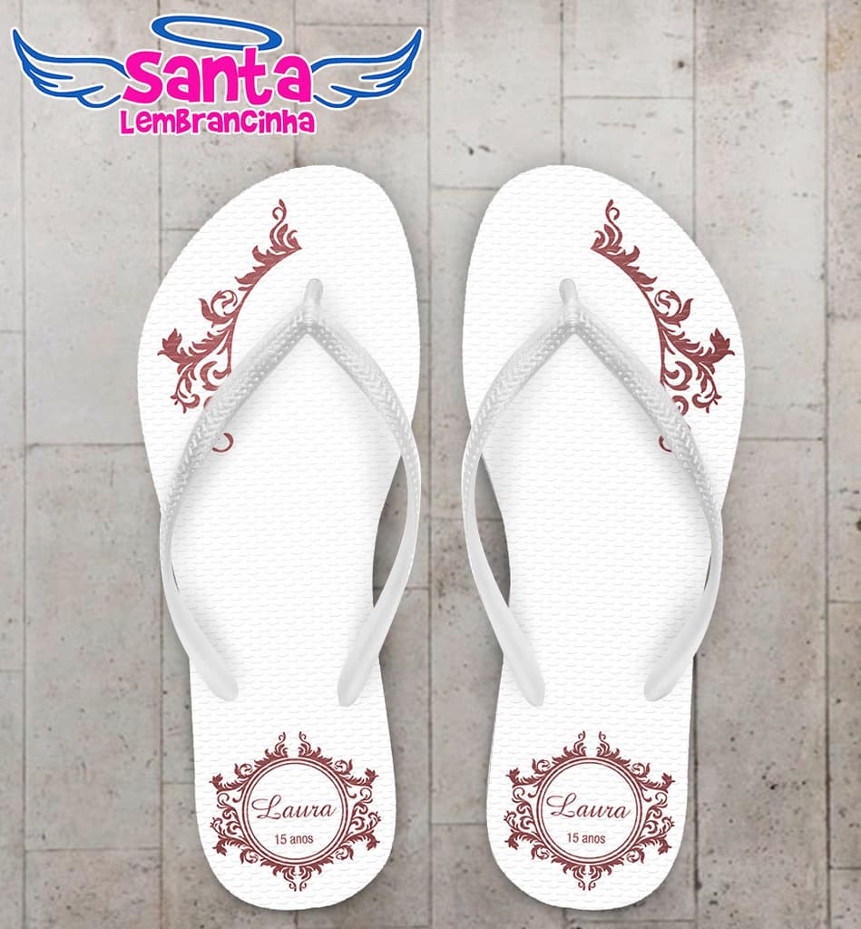 Chinelo 15 anos Festa de Debutante Personalizado, Marsala - COD 2951