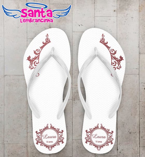 Chinelo 15 anos Festa de Debutante Personalizado, Marsala - COD 2951