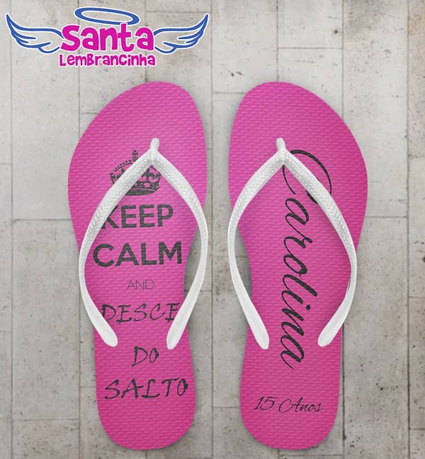 Chinelo Aniversário 15 Anos, Keep Calm Personalizado - COD 2322